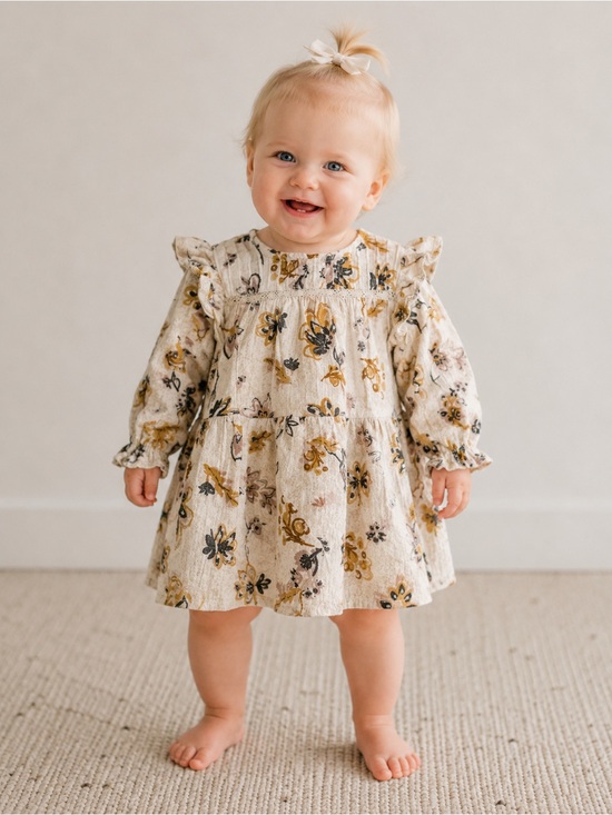 Jessica Simpson Other - Jessica Simpson Baby Girl Floral Boho Dress Cream Mustard | Size 18M